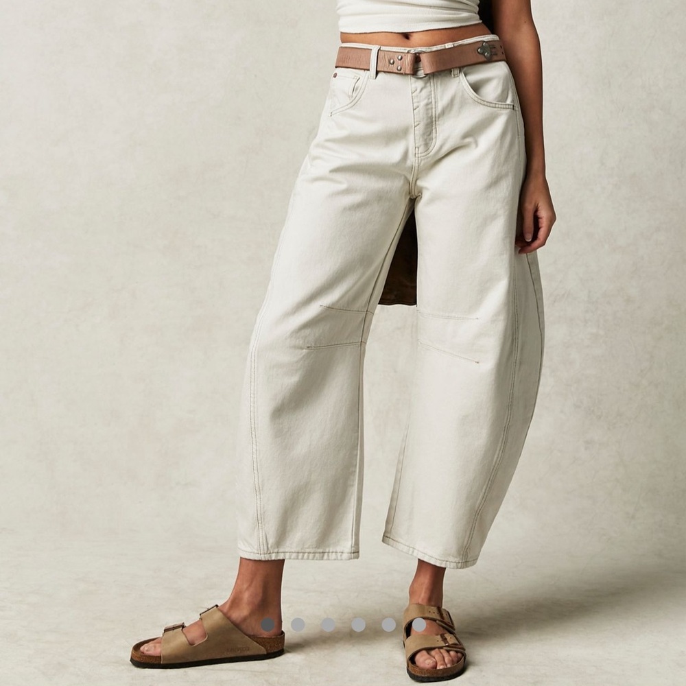 Free People Good Luck Barrel Jeans White Milk